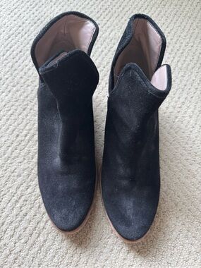 bp. Black Suede Scalloped Ankle Booties